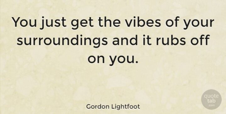 "You just get the vibes of your surroundings and it rubs off on you." - Gordon Lightfoot