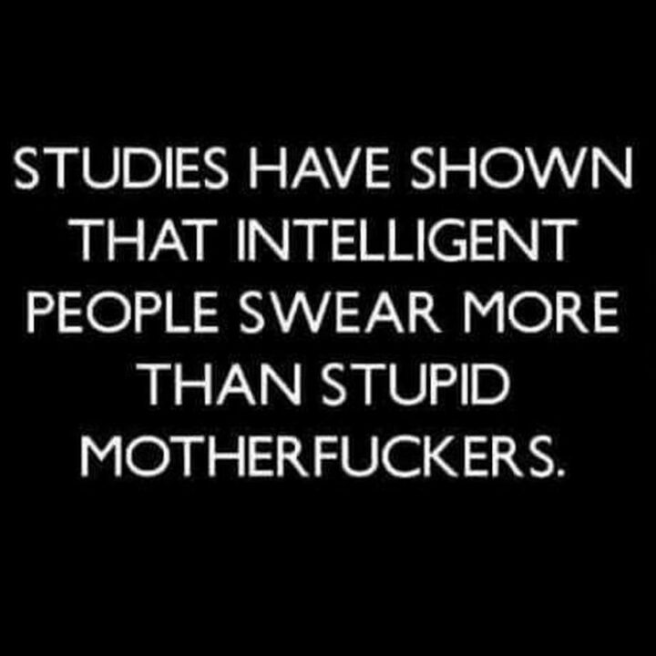 "Studies have shown that intelligent people swear more than stupid [censored]."