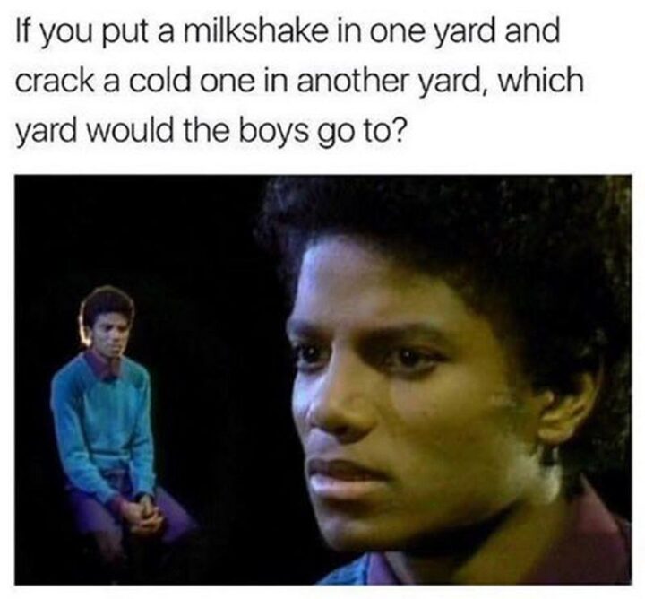 "If you put a milkshake in one yard and crack a cold one in another yard, which yard would the boys go to?