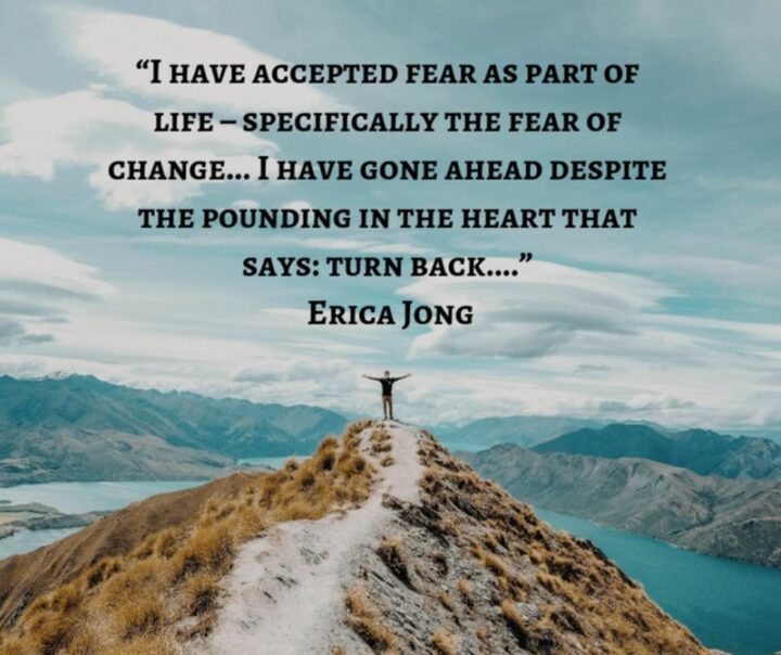 51 Sad Quotes About Life - "I have accepted fear as part of life - Specifically the fear of change...I have gone ahead despite the pounding in the heart that says: Turn back..." - Erica Jong
