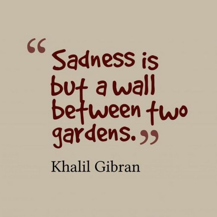 51 Sad Quotes About Life - "Sadness is but a wall between two gardens." - Kahlil Gibran