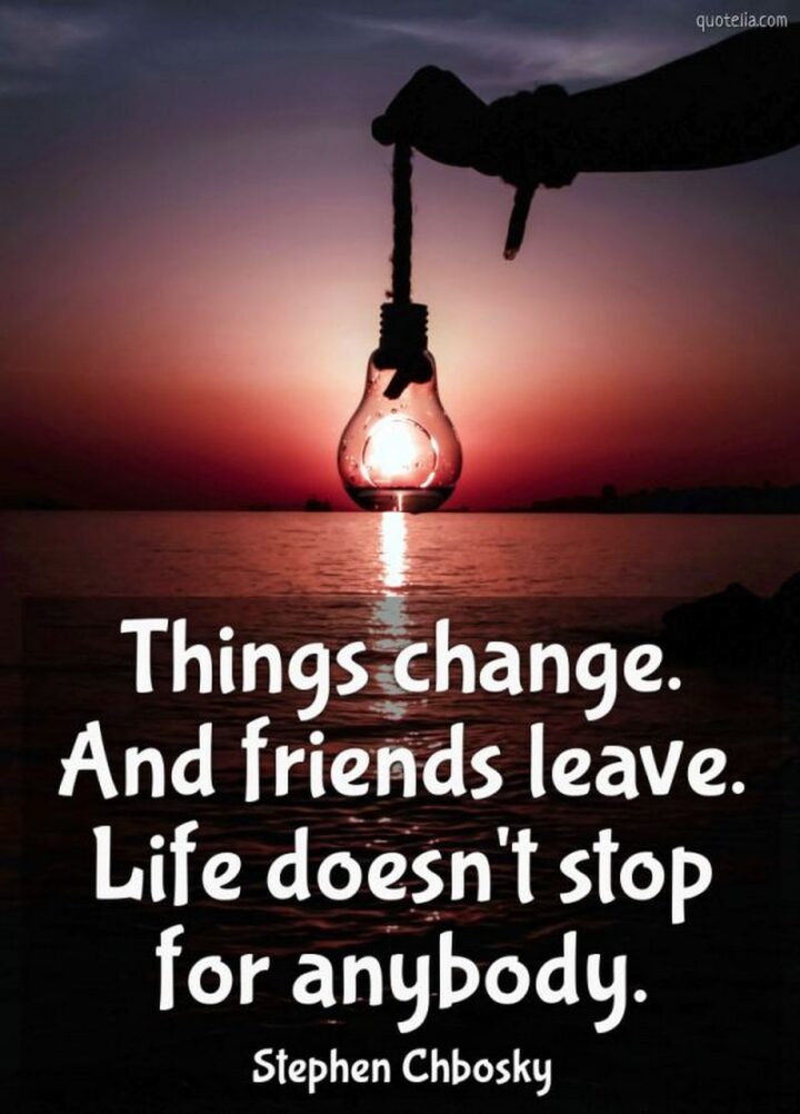 "Things change. And friends leave. Life doesn't stop for anybody." - Stephen Chbosky, "The Perks of Being a Wallflower"