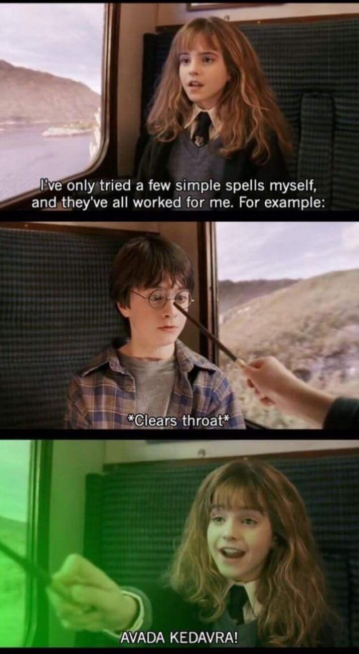63 Harry Potter Memes - "I've only tried a few simple spells myself, and they've all worked for me. For example: *clears throat* AVADA KEDAVRA!"