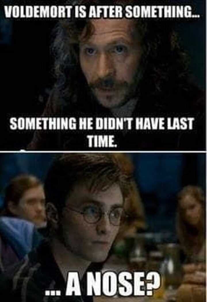 "Voldemort is after something...Something he didn't have last time. A nose?"