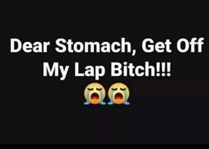 69 Inappropriate Memes - "Dear stomach, get off my lap [censored]!!!"