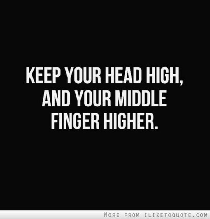 "Keep your head high and your middle finger higher."