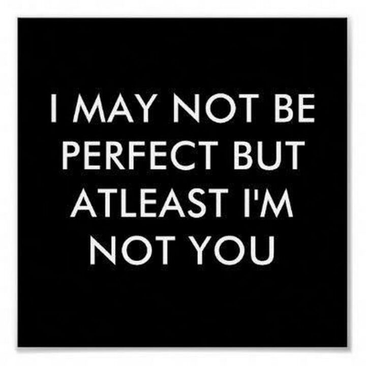 "I may not be perfect but at least I'm not you."