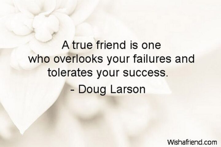 "A true friend is one who overlooks your failures and tolerates your success." - Doug Larson