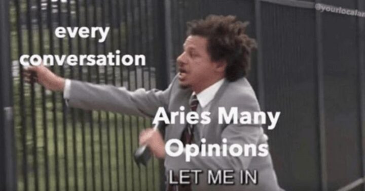 "Every conversation. Aries many opinions. Let me in."