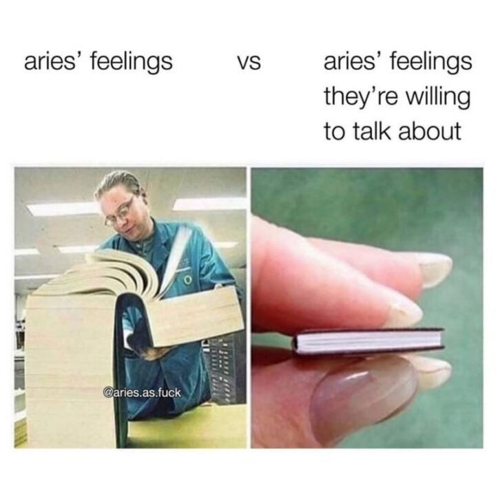 "Aries' feelings VS Aries' feelings they're willing to talk about."