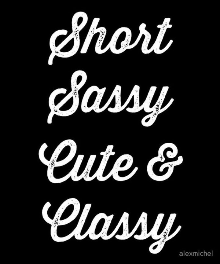 "Short, sassy, cute, and classy."