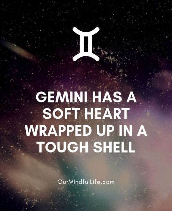 "Gemini has a soft heart wrapped up in a tough shell."