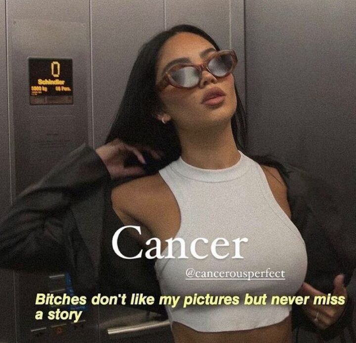 "Cancer. [censored] don't like my pictures but never miss a story."