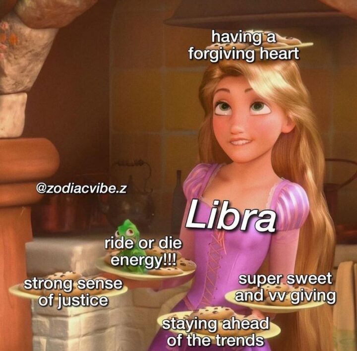 "Libra: Having a forgiving heart. Ride or die energy!!! Strong sense of justice. Super sweet and very very giving. Staying ahead of the trends."