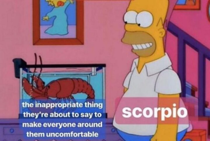 "The inappropriate thing they're about to say to make everyone around them uncomfortable. Scorpio."
