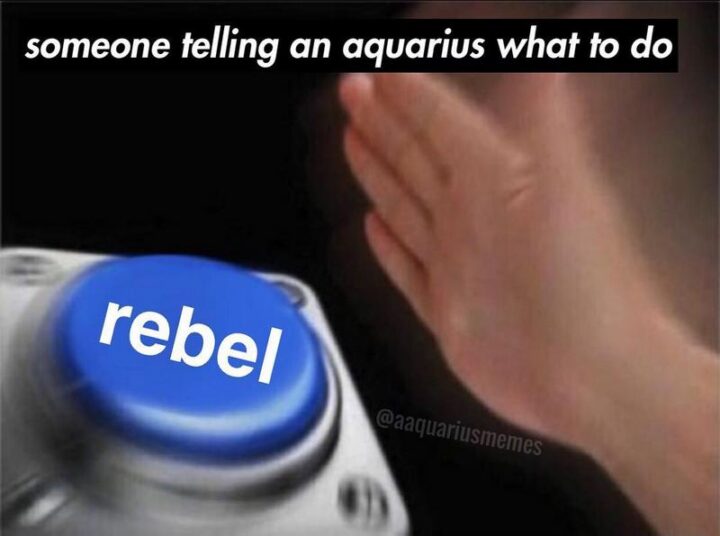 "Someone telling an Aquarius what to do: Rebel."