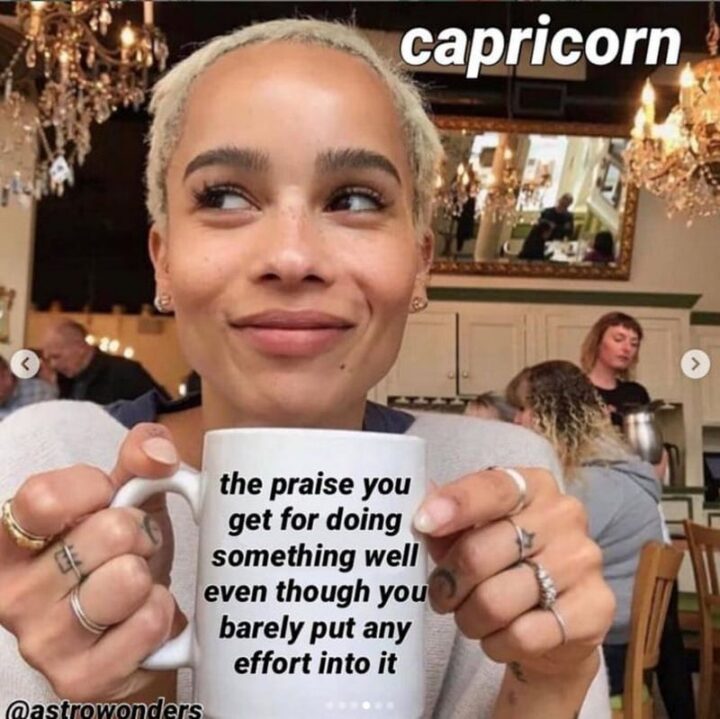 "Capricorn: The praise you get for doing something well even though you barely put any effort into it."