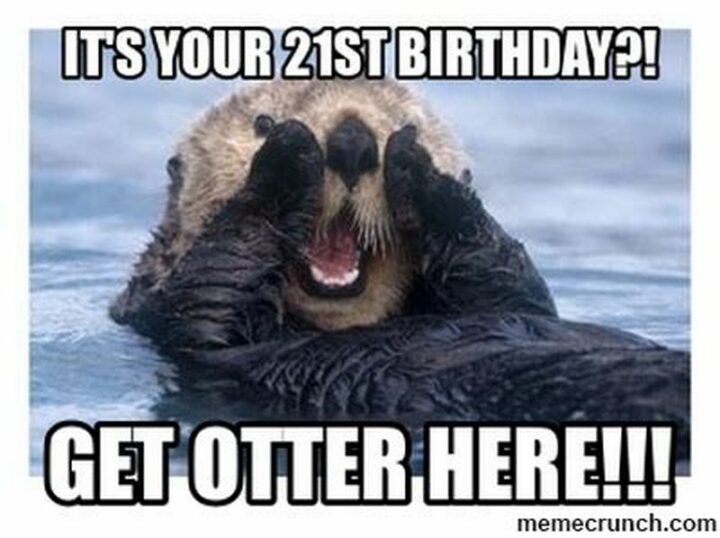 "It's your 21st birthday?! Get otter here!!!"