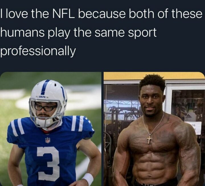 "I love the NFL because both of these humans play the same sport professionally."
