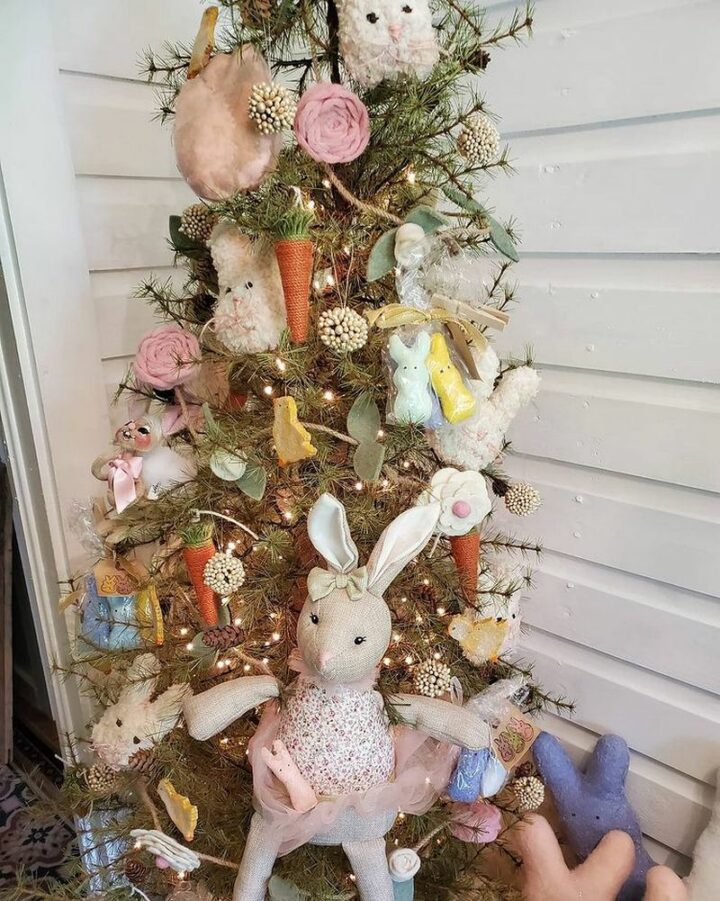 Lovely pastels and a real pine tree make this tree a winner.