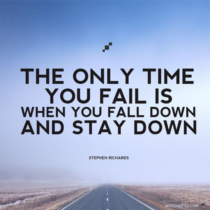 "The only time you fail is when you fall down and stay down." - Stephen Richards