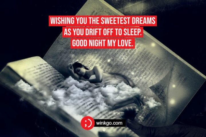 Wishing you the sweetest dreams as you drift off to sleep. Good night my love.