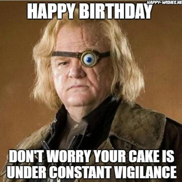 "Happy birthday. Don't worry, your cake is under constant vigilance."