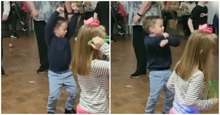 Little Boy Moves to the Beat in an Epic Dance at Children's Party.