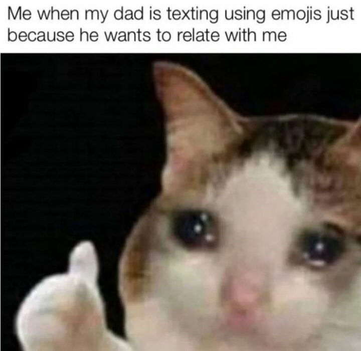 55 Wholesome Memes - "Me when my dad is texting using emojis just because he wants to relate with me."