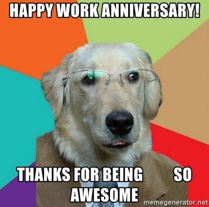 "Happy work anniversary! Thanks for being so awesome."