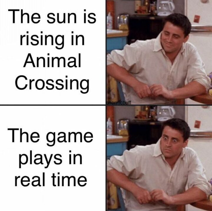 "The sun is rising in Animal Crossing. The game plays in real-time."