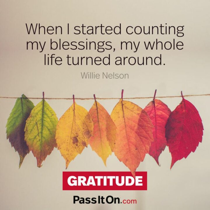 "When I started counting my blessings, my whole life turned around." - Willie Nelson