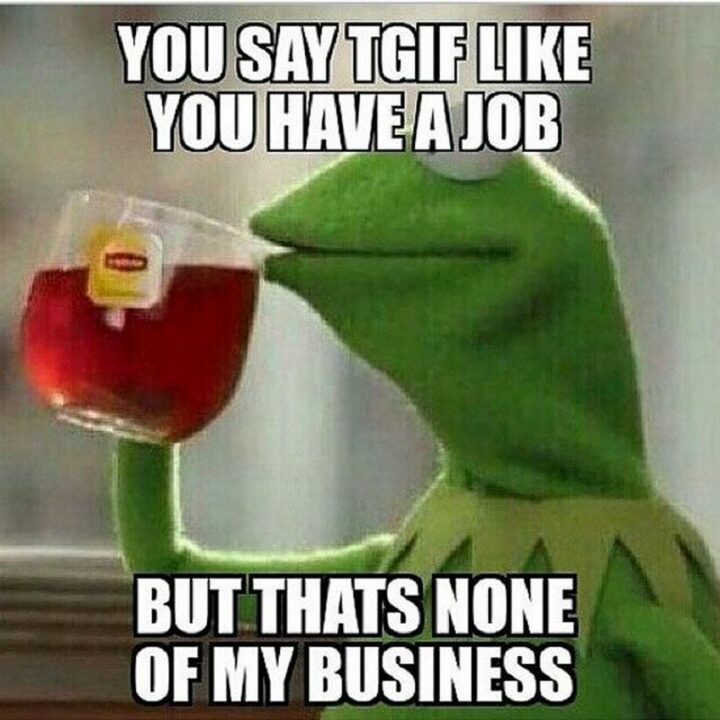 "You say TGIF like you have a job but that's none of my business."