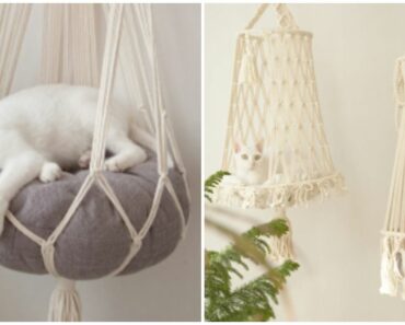Hanging Macrame Cat Hammock Reinvents What a Cat Bed Should Be