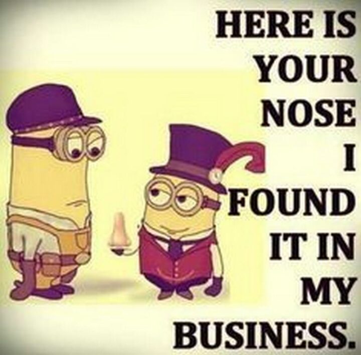 "Here is your nose. I found it in my business."