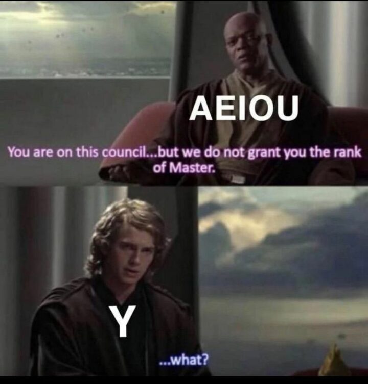 "AEIOU: You are on this council...But we do not grant you the rank of Master. Y: What?"