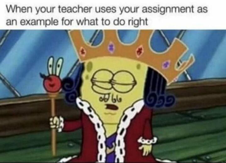 65 Funny Student Memes - "When your teacher uses your assignment as an example for what to do right."