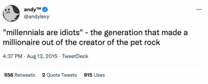 'Millennials are idiots' - The generation that made a millionaire out of the creator of the pet rock.