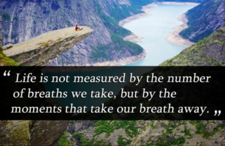 "Life is not measured by the number of breaths we take, but by the moments that take our breath away." - Maya Angelou