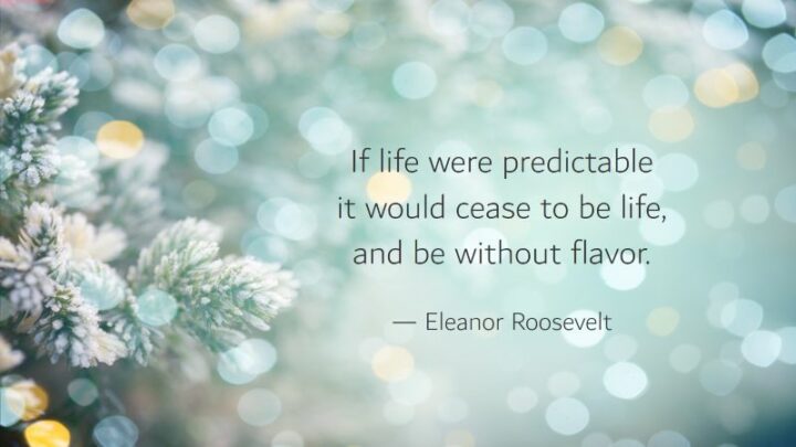 "If life were predictable it would cease to be life, and be without flavor." - Eleanor Roosevelt