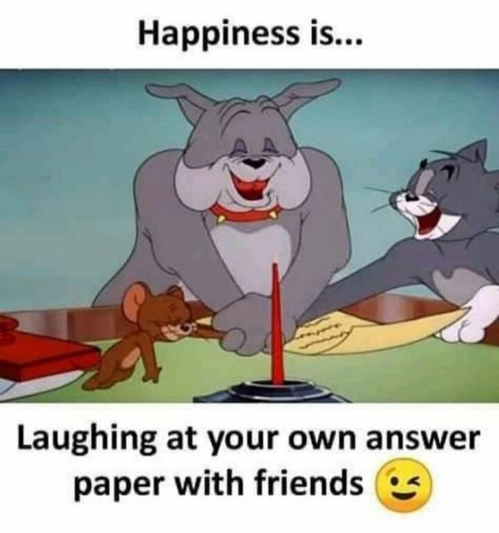 37 Exam Memes - "Happiness is...Laughing at your own answer paper with friends."