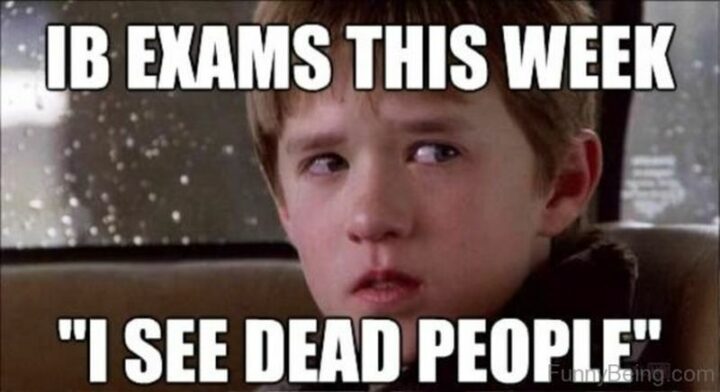 "IB exams this week: I see dead people."