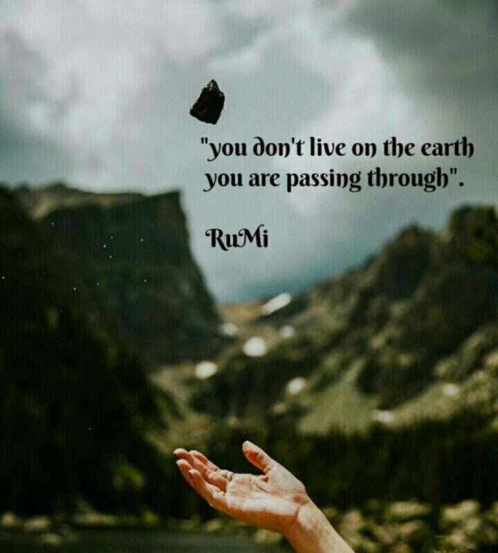 "You don't live on the earth. You are passing through." - Rumi
