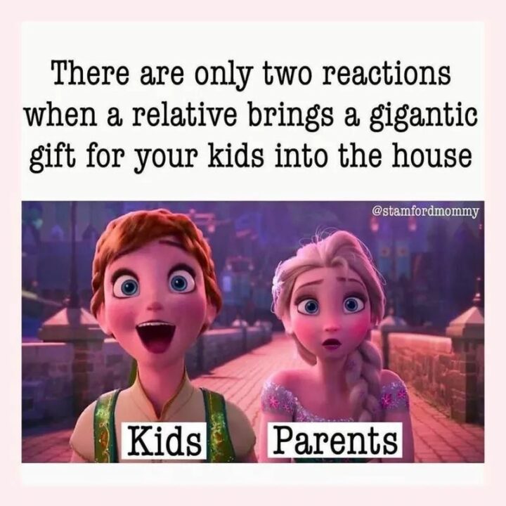 "There are only two reactions when a relative brings a gigantic gift for your kids into the house: Kids. Parents."