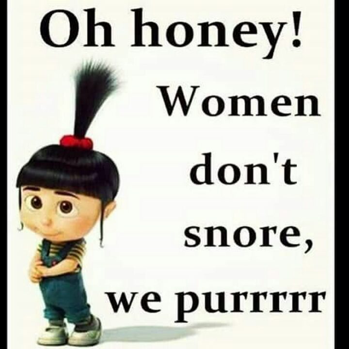 "Oh, honey! Women don't snore, we purr."