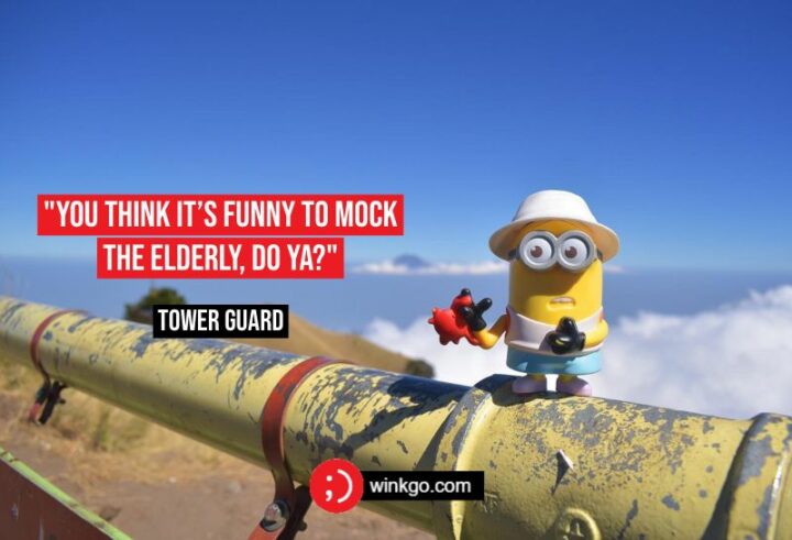 "You think it’s funny to mock the elderly, do ya?" - Tower Guard