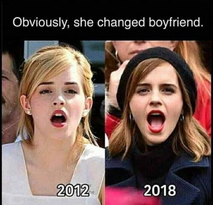 "Obviously, she changed boyfriends: 2012 VS 2018."