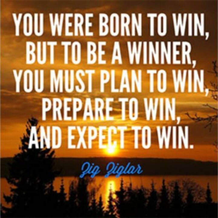 "You were born to win. But to be a winner, you must plan to win, prepare to win, and expect to win." - Zig Ziglar