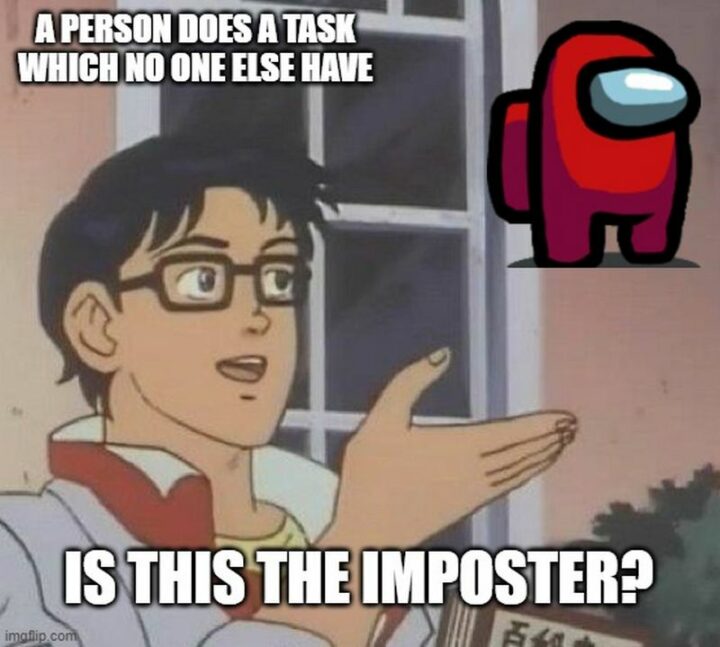 35 Funny Among Us Memes - "A person does a task which no one else has. Is this the Imposter?"