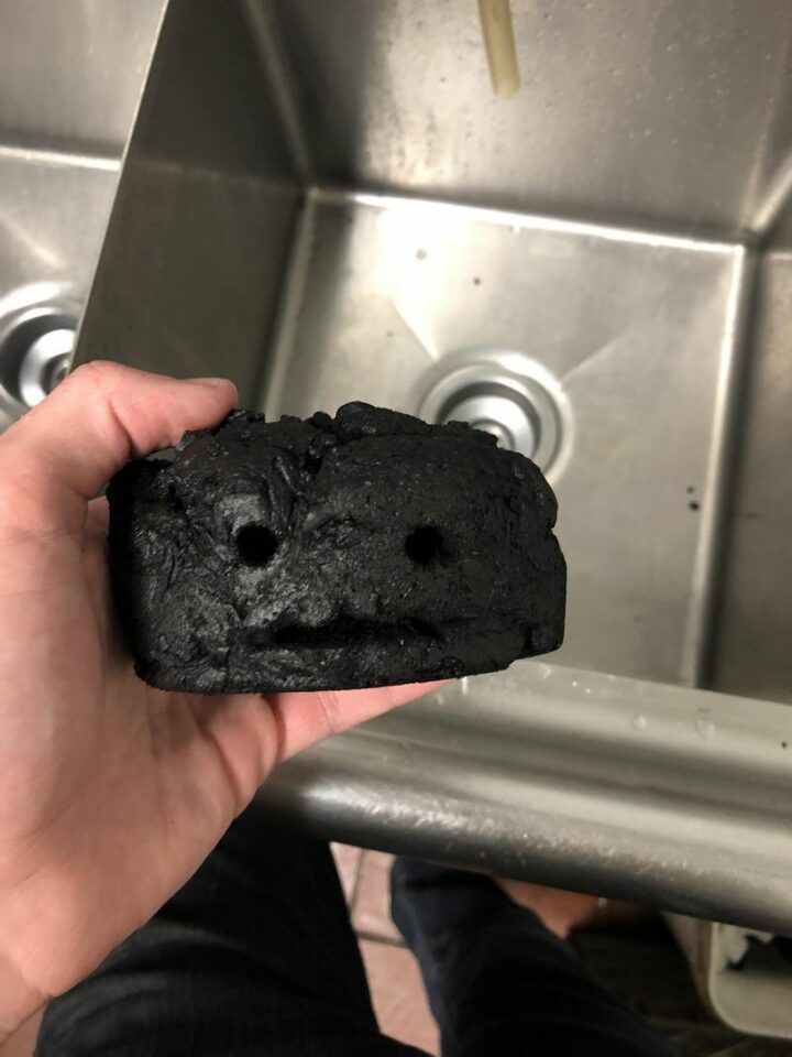 "Someone left a bread pudding in the back of the oven for 5 days. So here is my new pet rock, Charlie."